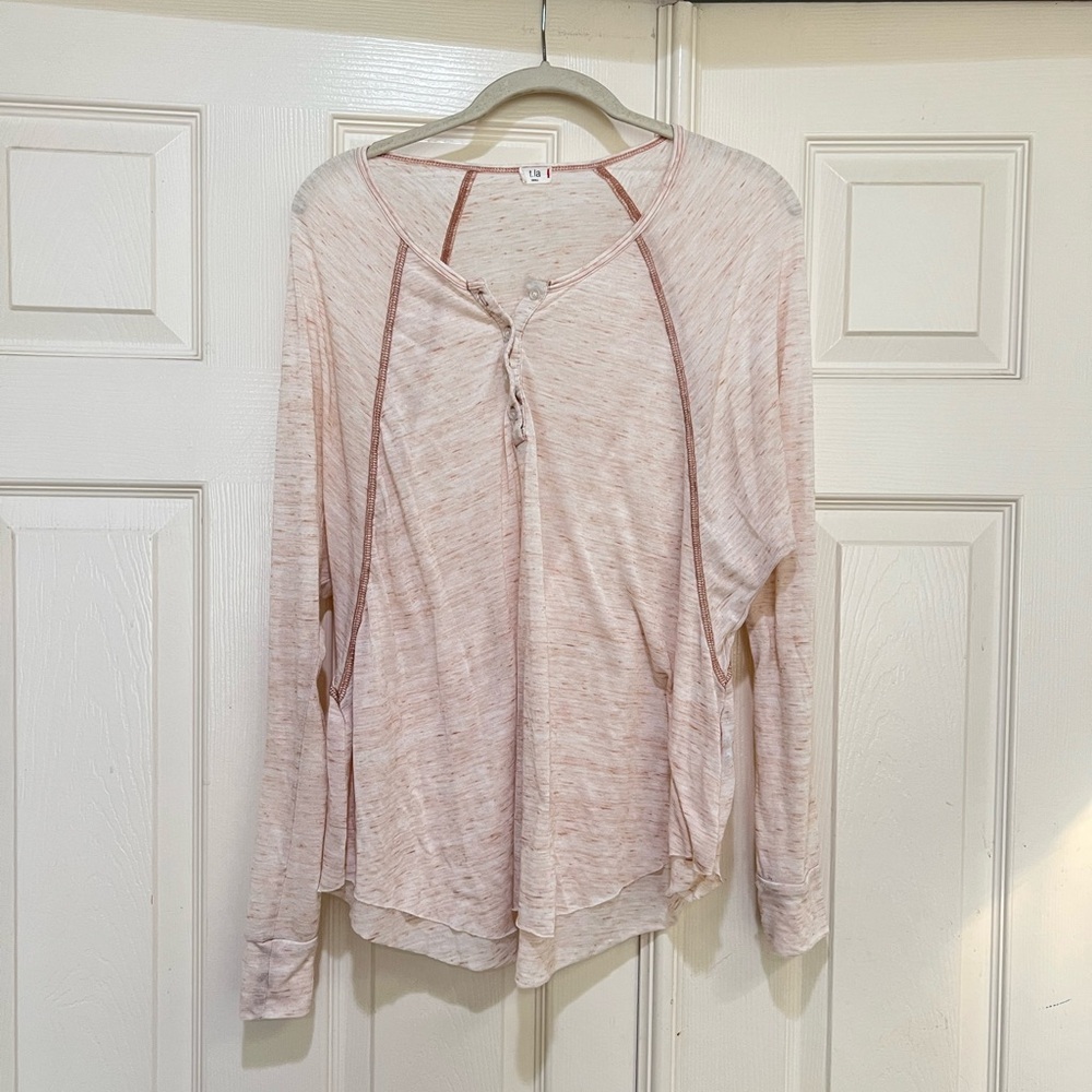 Anthropologie Oversized lightweight thermal Long Sleeve Shirt blouse size small
